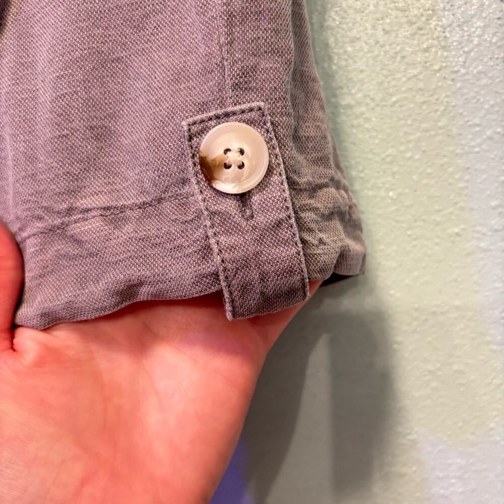 Nicole Miller Linen Blend Gray High-Waisted Shorts Button Detail and Belt Size 6 - Picture 2 of 9
